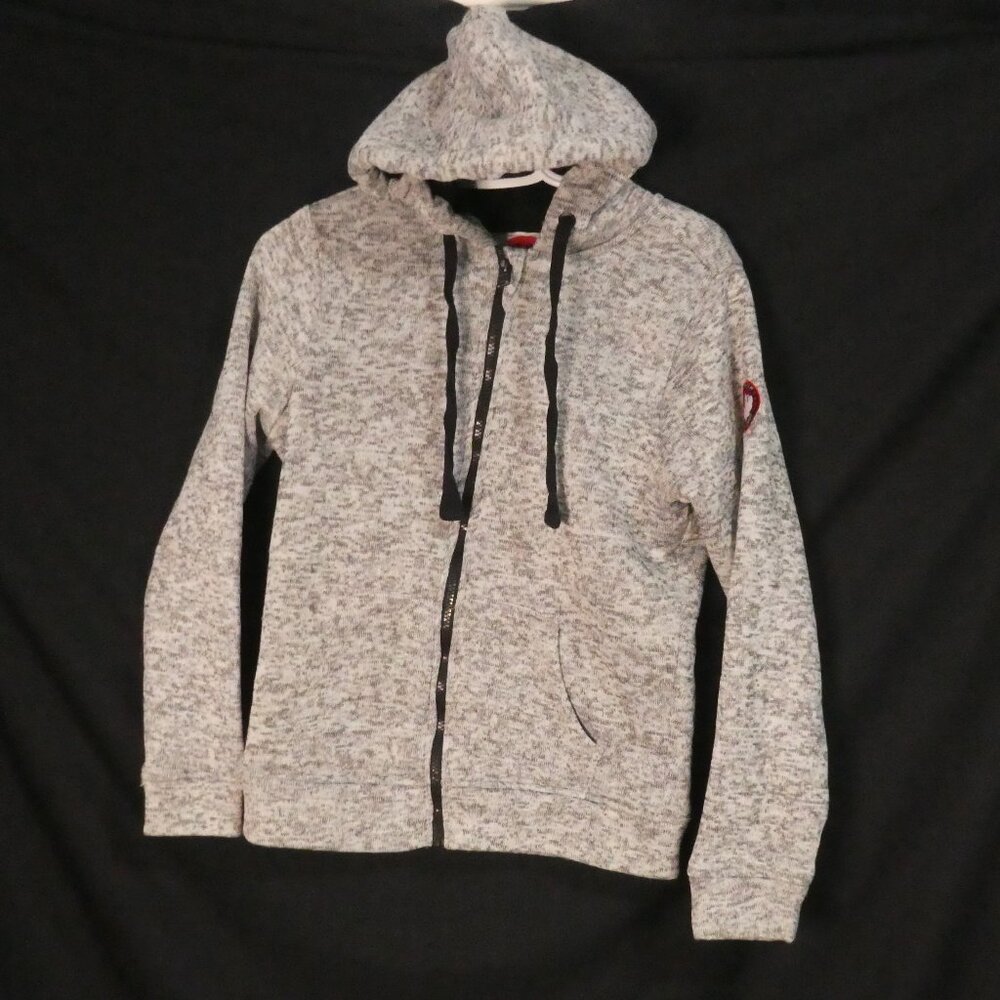 CANADA WEATHER GEAR | medium | Heather Grey Zip-Up Knit Hoodie W/ Logo On Sleeve